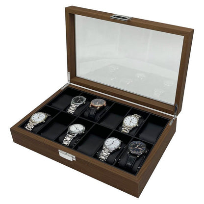12 Slot  Walnut Watch storage box with black interior classy gifthim luxury gifther unisex