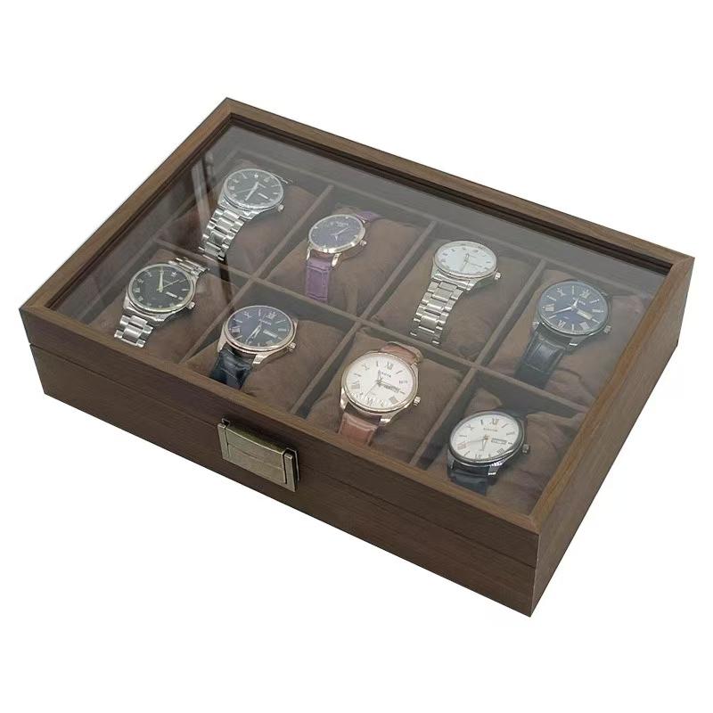 8 Slot Walnut baggy cushion brown interior watch box organiser ideal for gifts, friends offer sale