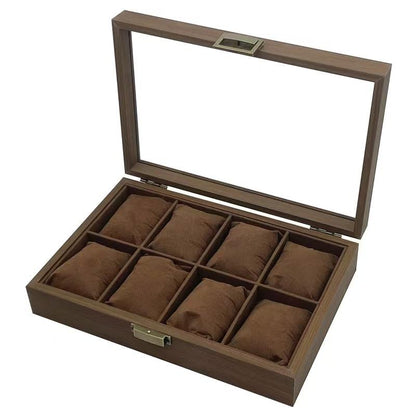 8 Slot Walnut baggy cushion brown interior watch box organiser ideal for gifts, friends offer sale