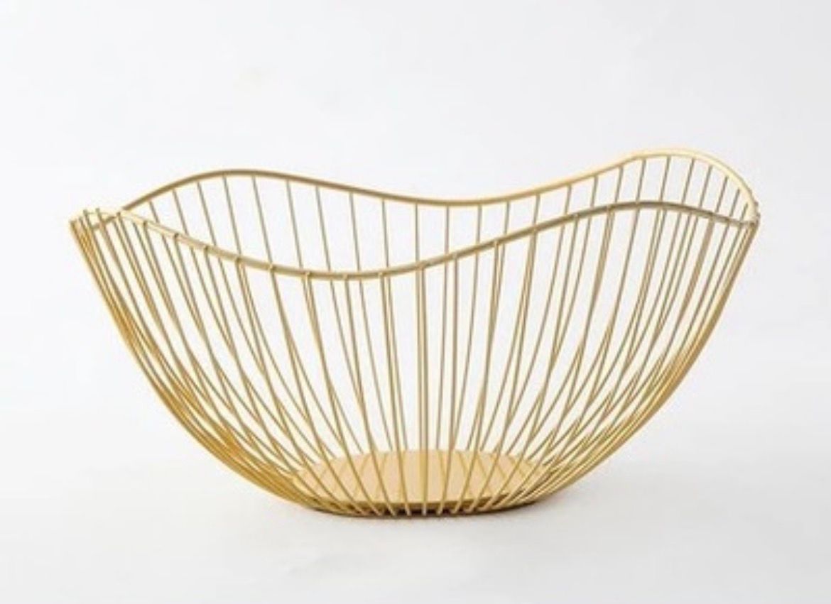 Kitchen or dining table fruit vegetable basket gold black