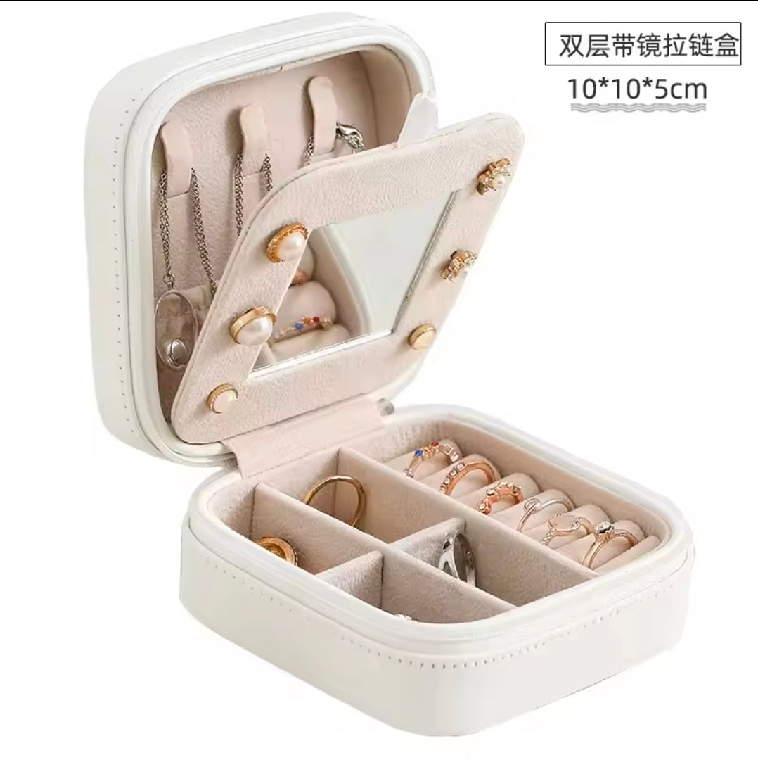 Mini Jewellery Pouch with mirror earring, ring and chain organiser travel friendly