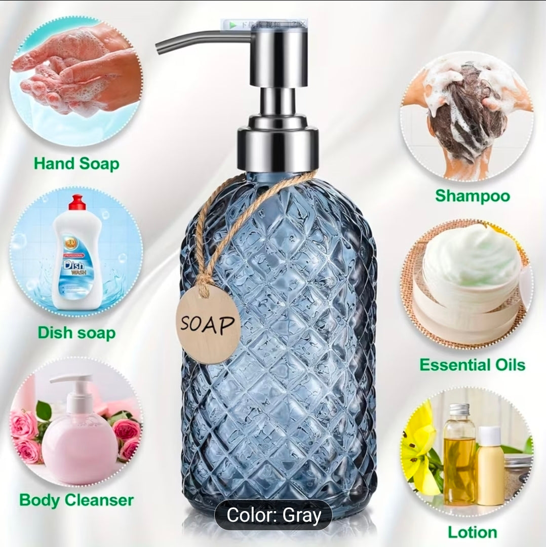 Glass Handwash Soap Dispenser Refillable 400ml for Hand Soap Body Wash Shampoo