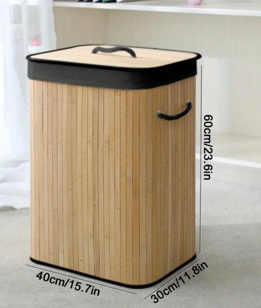 A stylish laundry bamboo basket lid foldable detachable ideal for home hotel