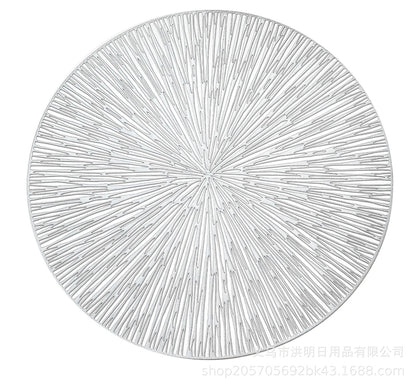Placemats,European-Style Hollow-Out Heat-Insulating placemat, 6-Piece Household Round Dining Table Firework Coaster-Gold