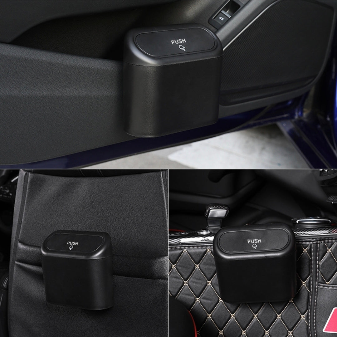Car Dust Bin with Push-Lid – Portable Hanging Organizer for Car Doors, Cup-Holders, Home & Office