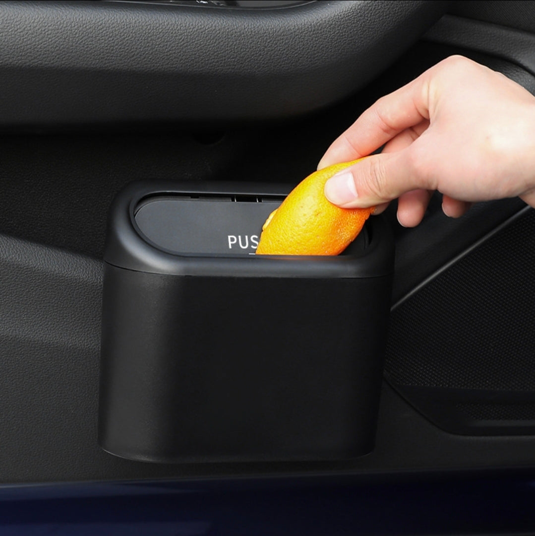 Car Dust Bin with Push-Lid – Portable Hanging Organizer for Car Doors, Cup-Holders, Home & Office
