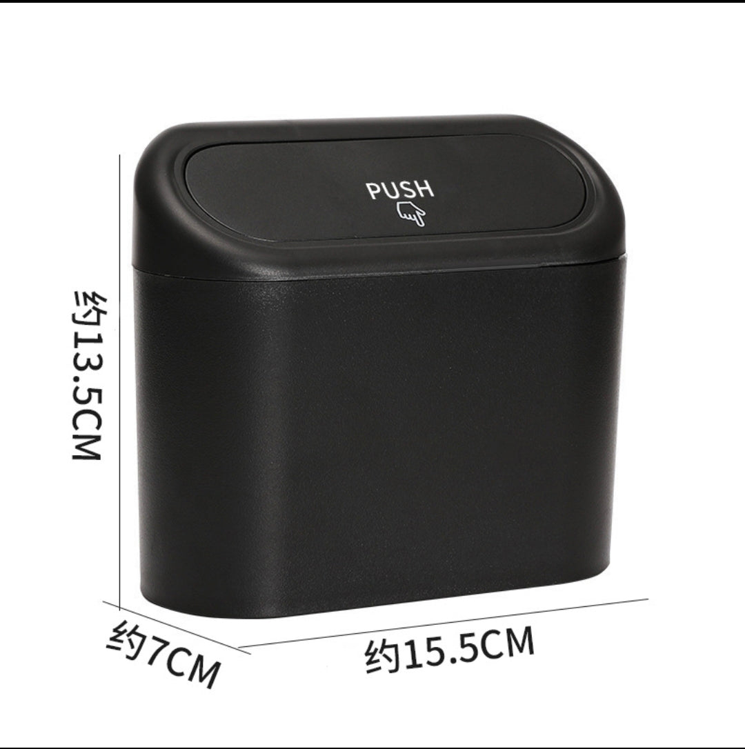 Car Dust Bin with Push-Lid – Portable Hanging Organizer for Car Doors, Cup-Holders, Home & Office