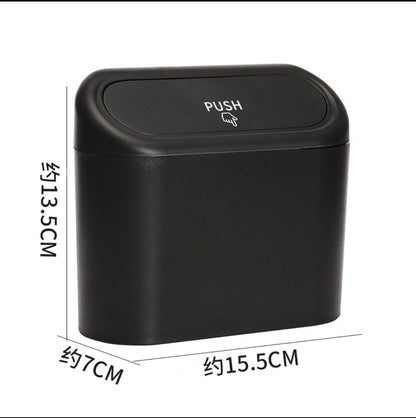 Car Dust Bin with Push-Lid – Portable Hanging Organizer for Car Doors, Cup-Holders, Home & Office