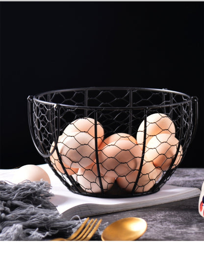 Chicken Egg Basket Metal Egg Storage Container for Fruit Farmhouse Vegetable