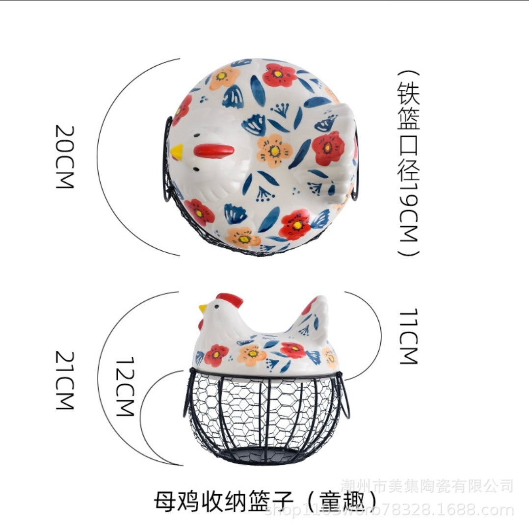 Chicken Egg Basket Metal Egg Storage Container for Fruit Farmhouse Vegetable