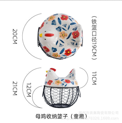 Chicken Egg Basket Metal Egg Storage Container for Fruit Farmhouse Vegetable