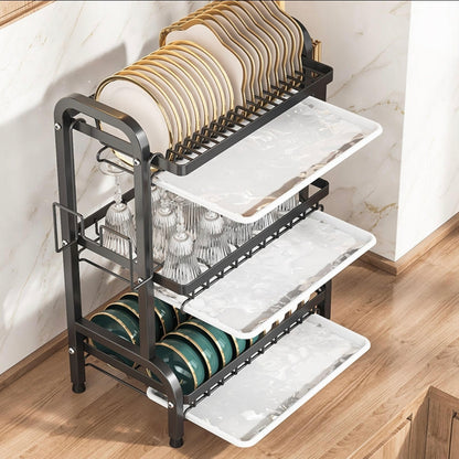3 Tier Dish Rack, With Utensil Holder And Cutting Board Holder, Kitchen Countertop