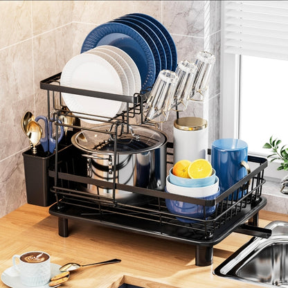 2 Tier dish rack with large storage ideal for kitchen gifts