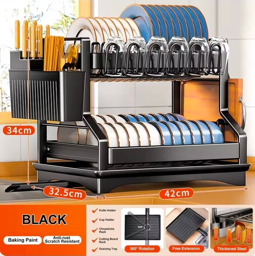 High quality kitchen dish bowl drainer rack with drain basket dish chopsticks knife fork water cup storage rack