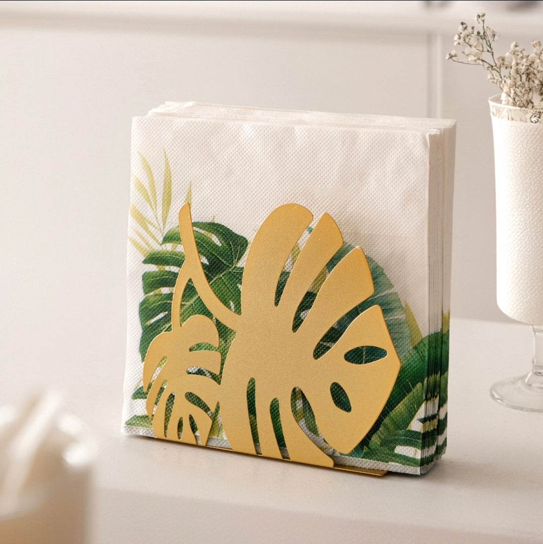 Gold leaf style stainless steel tissue holder ideal for home hotels gifts
