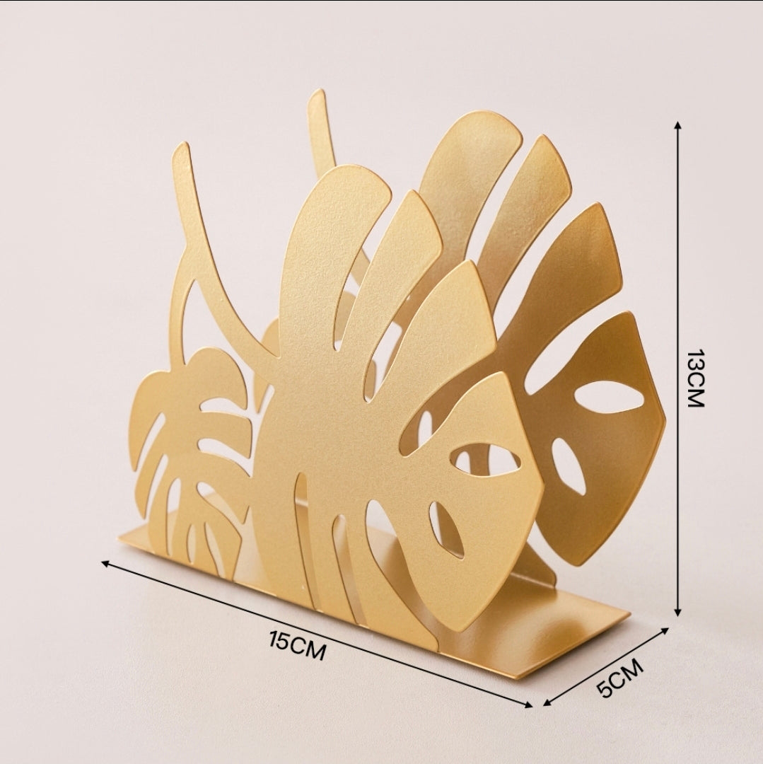 Gold leaf style stainless steel tissue holder ideal for home hotels gifts