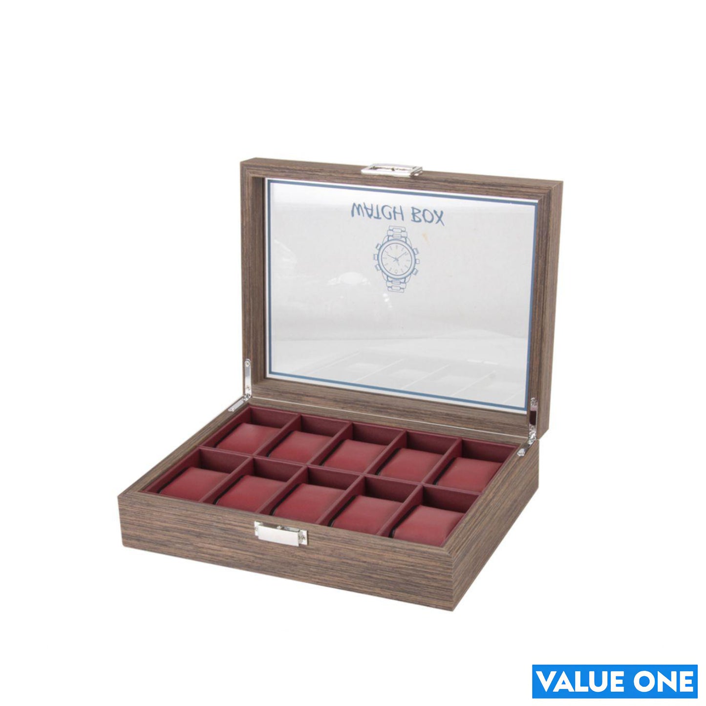 Watch Box Single For Men And Women Classic Vintage Wood 10 Grids Watch Jewelry Display Storage Box Organizer Clear Lid Jewelry Holder Case Luxury Watch Case Display Organizer