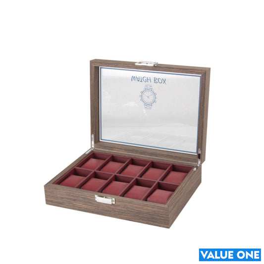 Watch Box Single For Men And Women Classic Vintage Wood 10 Grids Watch Jewelry Display Storage Box Organizer Clear Lid Jewelry Holder Case Luxury Watch Case Display Organizer