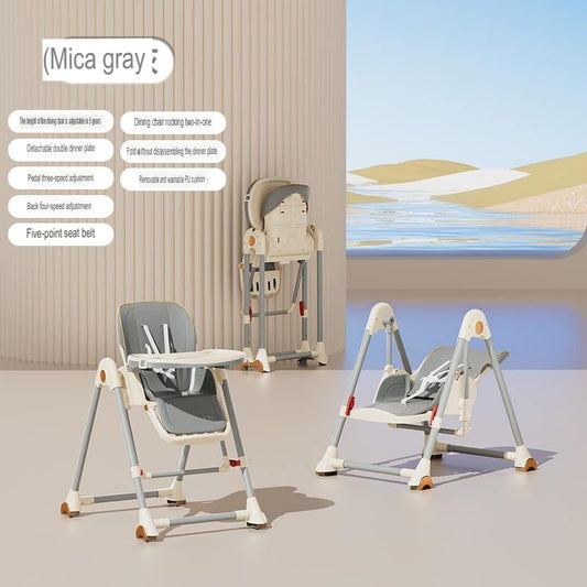 3 In 1 Baby Feeding Multifunctional Soothing Rocking High Chair Grey Gifts