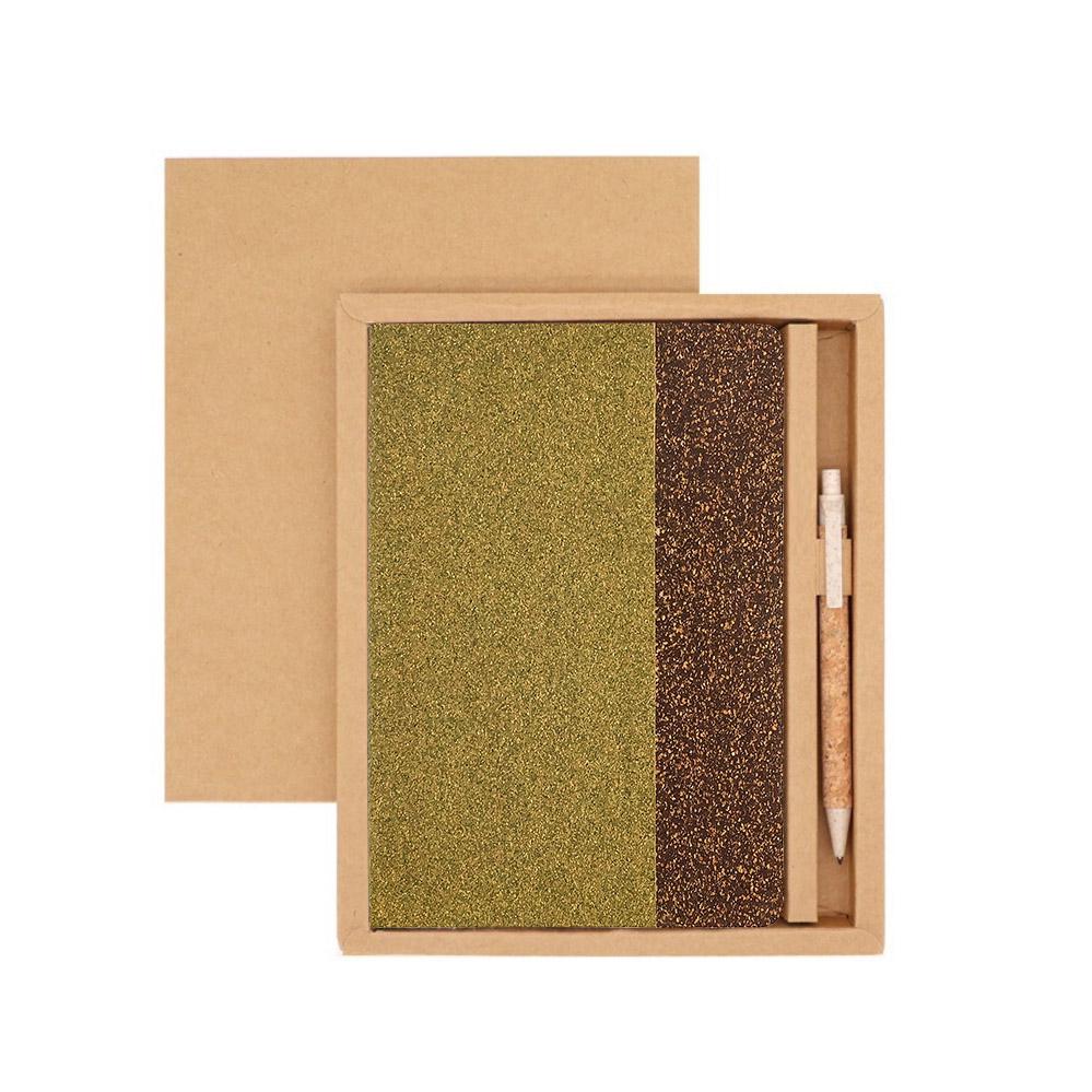 Journal notebook with green and brown stripe with a pen eco friendly material love gifts offer sale