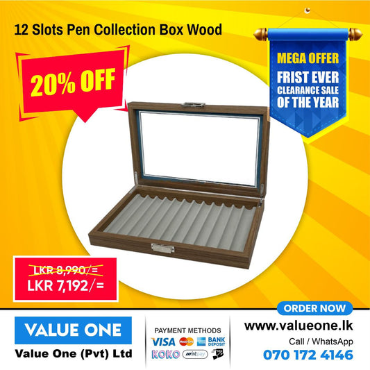 12 Slots Wood Pen Display Box Pen Fountain Storage Box Wood Showcase Organizer offer sale