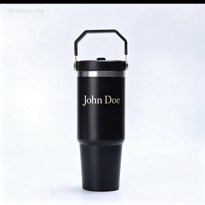 890ml Insulater Water Bottle black coffee tumbler with Custom name