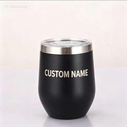 12 Oz Insulated Tumbler with Lid Double Wall Vacuum Stainless Steel Wine Glass Coffee Mug Insulated Tumbler Cup with custom name