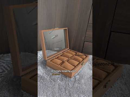 8 Slot Walnut baggy cushion brown interior watch box organiser ideal for gifts, friends offer sale
