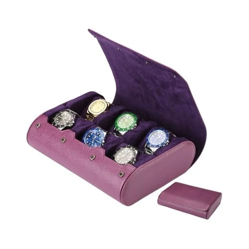6 Slot watch roll case with 3 colours with button ideal for gifts anniversaries