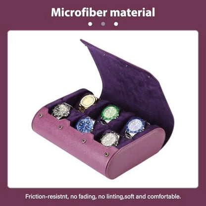 6 Slot watch roll case with 3 colours with button ideal for gifts anniversaries